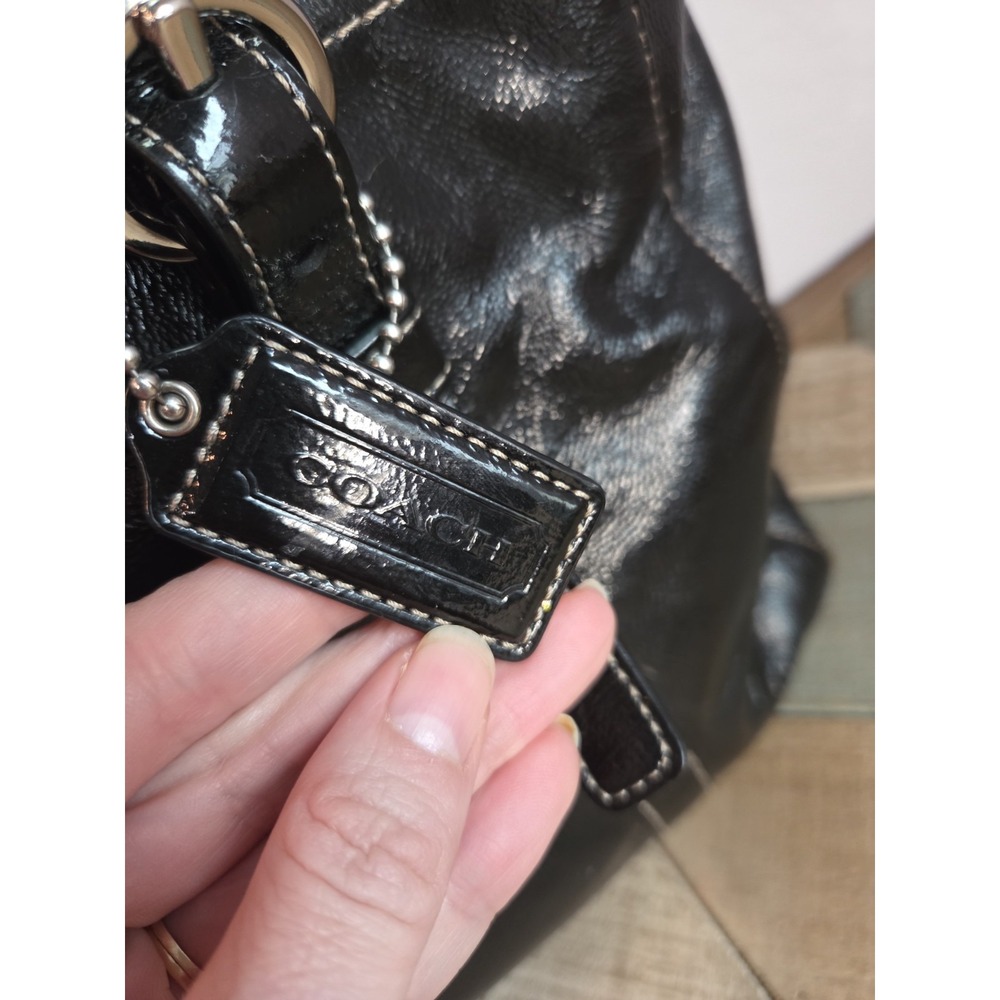Coach Chelsea Black Patent Leather Shoulder Bag Crossbody 2009 Purple liner Y2K - Picture 8 of 9